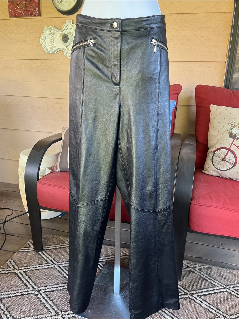 Wilsons Leather Black Wide-Leg Leather Pants with Zip Pockets